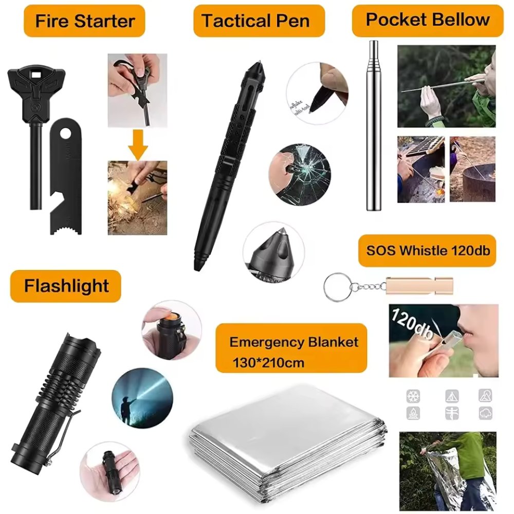 31 Pieces in 1 Bag Survival Gear and Equipment